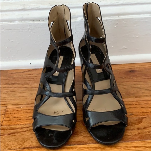 Michael Kors Collection Black Caged Peep Toe Sz 37 - Picture 2 of 7